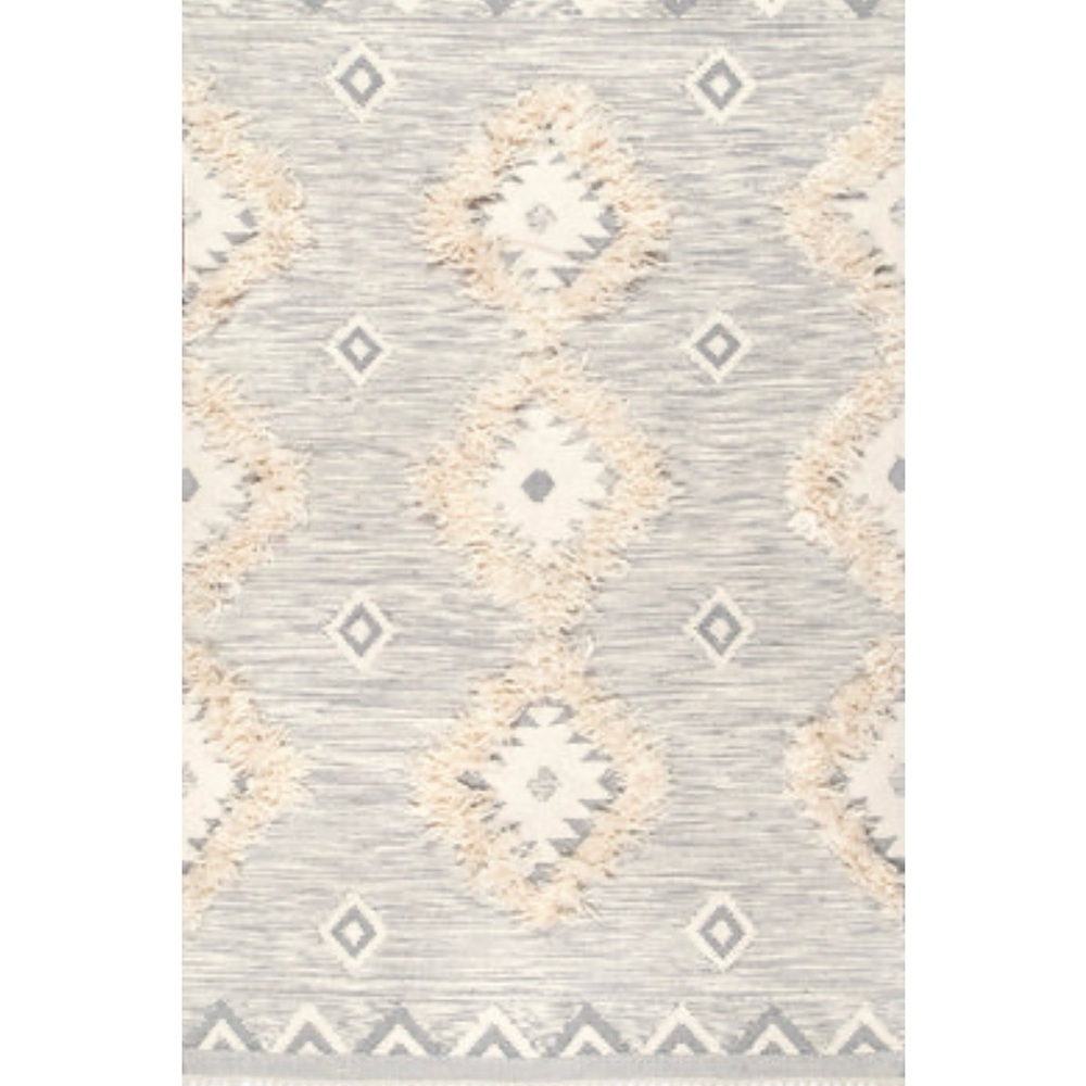 Cream and White Textured Area Rug - Picture 3 of 9